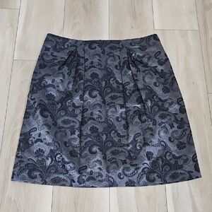 Brooks Brothers Black and Gray Floral A-Line Skirt